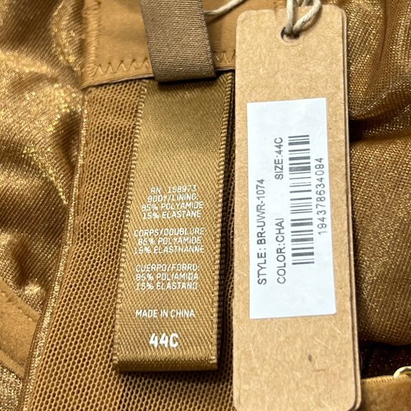 SKIMS Glissenette Straight Neck Underwire Bra Chai 44C - Picture 7 of 8